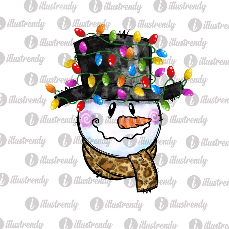 Download Leopard Snowman PNG Sublimation Design Christmas Lights | Etsy
