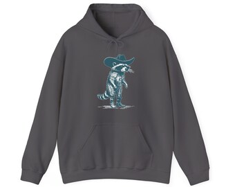 Vintage Cowboy Racoon Hoodie, Retro Funny Animal Lover Gift, Retro 90s Sweatshirt, Weirdcore Meme Clothing, Trash Panda Grunge Oversized