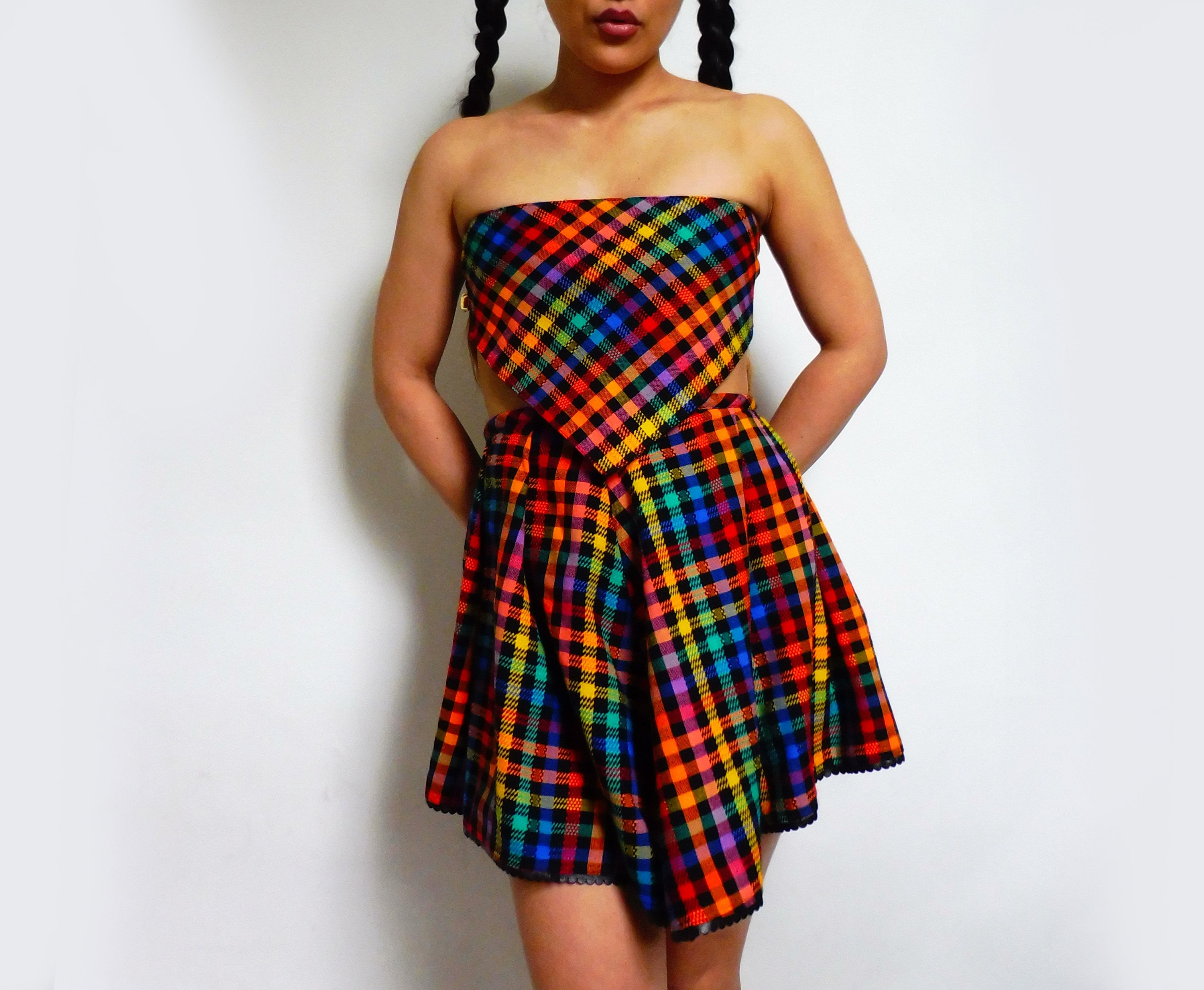 multicolor checkered dress