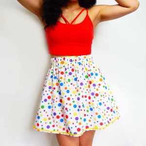 Rainbow Flare Skirt With Side Hidden Pocket. Rainbow Polka Dot Skirt. Cotton Flare Skirt. Elastic Waist Skirt. Rainbow Polkadot Mini Skirt. Etsy