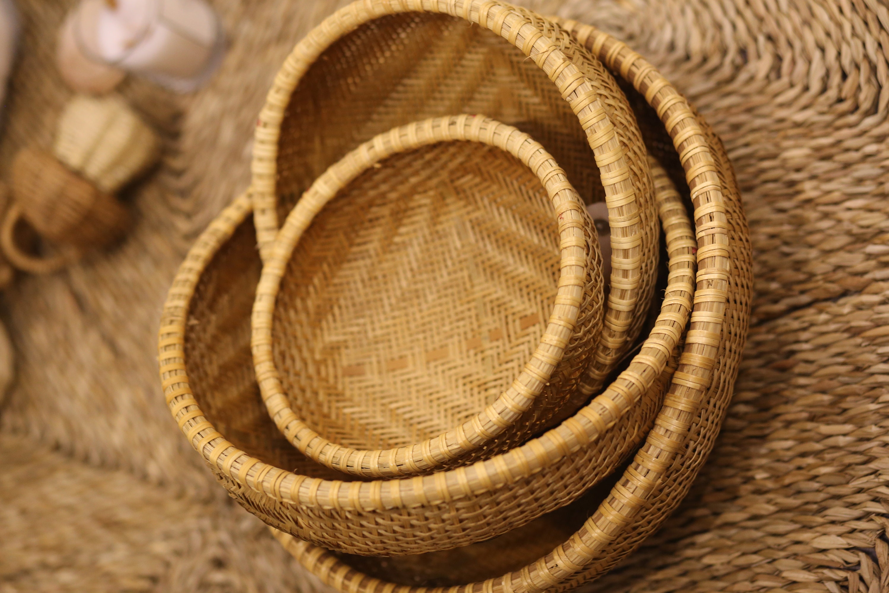 Set 4 Vietnamese big handmade bamboo baskets for mother's Etsy
