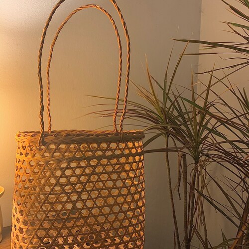 Bamboo Bag / Handmade Tote Bag / Bamboo Shoulder Bag / Viet Etsy