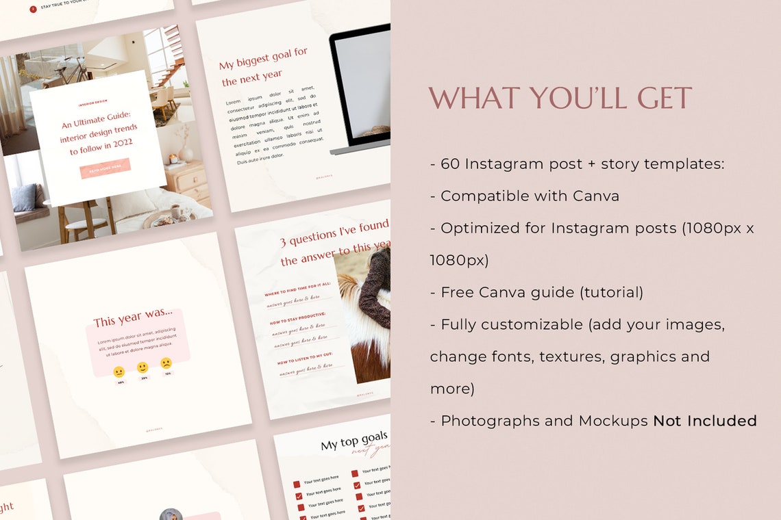 Year in Review Instagram Templates Canva Social Media Etsy