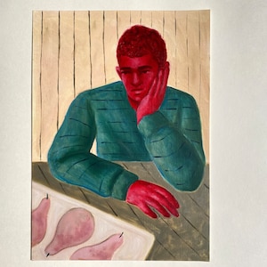 ORIGINEEL olieverfportret, A3