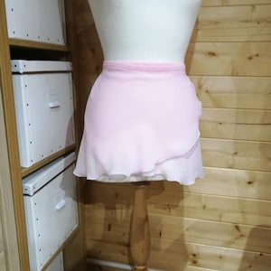A-Line Ballet Wrap Skirt - Baby Pink Chiffon - Rolled Hem - Adult Standard and Plus Sizes - Made by Roaring Mouse In Cornwall, UK