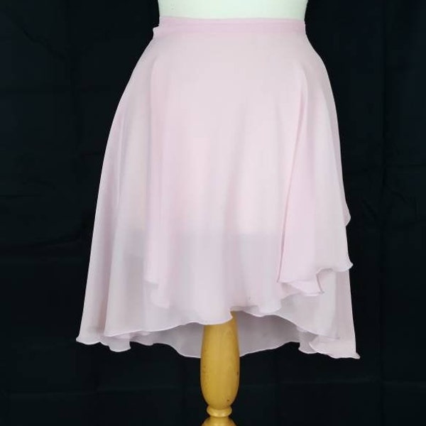 Ballet Wrap Skirt - Chiffon - Floaty - Baby Pink - Rolled Hem - Adult Standard, Plus and Custom Sizes - Made by Roaring Mouse In Cornwall UK