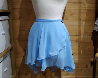 Ballet Wrap Skirt - Chiffon - Floaty - Ice Blue - Rolled Hem - Adult Standard and Plus Sizes - Made by Roaring Mouse in Cornwall