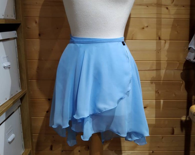 Ballet Wrap Skirt - Chiffon - Floaty - Ice Blue - Rolled Hem - Adult Standard and Plus Sizes - Made by Roaring Mouse in Cornwall