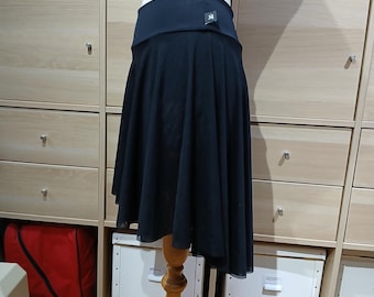 Ladies Stretch Mesh Dipped Hem Skating Dance Skirt With Built-in Knickers