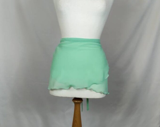 A-Line Ballet Wrap Skirt - Mint Green Chiffon - Rolled Hem - Adult Standard and Plus Sizes - Made In Cornwall, UK by Roaring Mouse
