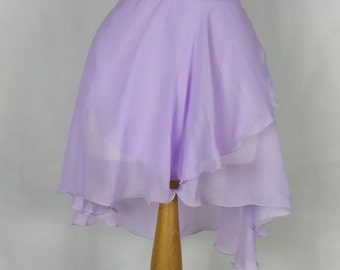Ballet Wrap Skirt - Chiffon - Floaty - Lilac - Rolled Hem - Adult Standard and Plus Sizes - Made by Roaring Mouse in Cornwall