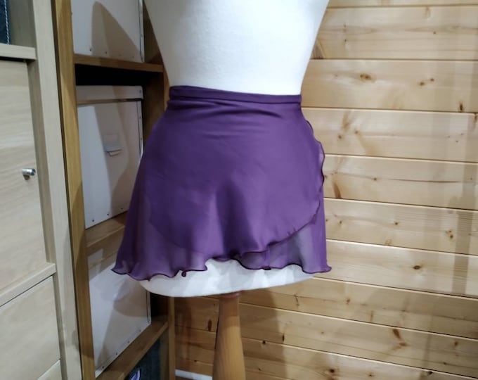 A-Line Ballet Wrap Skirt - Frosted Amethyst - Chiffon - Rolled Hem - Adult Standard and Plus Sizes - Made By Roaring Mouse In Cornwall, UK