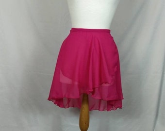 Ballet Wrap Skirt - Chiffon - Floaty - Raspberry Pink - Rolled Hem - Adult Standard and Plus Sizes - Made by Roaring Mouse in Cornwall, UK