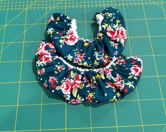 Ice Figure Skating Blade Soakers - Teal Retro Floral Print 100% cotton poplin - Terry Towelling - Handmade in Cornwall, UK by Roaring Mouse