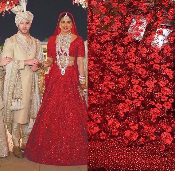 priyanka red wedding dress