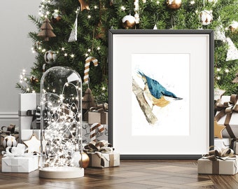 Nuthatch Watercolour Print