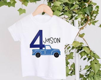 T-shirt con numero di compleanno personalizzato per bambini, 1°, 2°, 3°, 4°, 5°, 6°, 7°, 8°, top personalizzato, camicia di compleanno, Nome, CARRO ATTREZZI