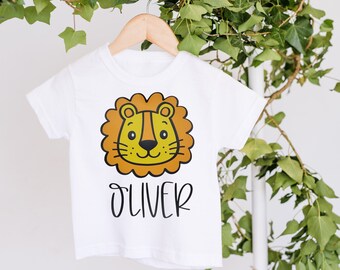 T-shirt con numero di compleanno personalizzato per bambini, 1°, 2°, 3°, 4°, 5°, 6°, 7°, 8°, top personalizzato, camicia di compleanno, Nome, SAFARI