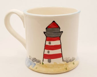 Lighthouse mug - Beach- Handpainted Mug  - Personalised