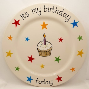 Birthday Plate - Birthday Gift  - Cake Plate - Personalised Plate - cupcake - Celebration Plate - Handpainted - it's my birthday today