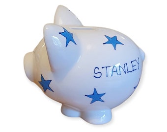 Hucha personalizada con forma de estrella – Cerámica pintada a mano, regalo ideal para recién nacidos