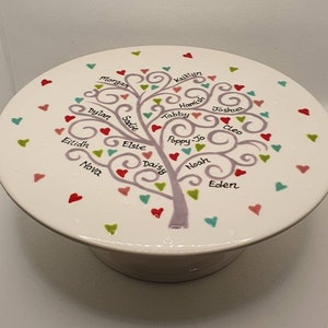 Family Tree Cake Stand - Mothers Day Gift - Granny, Nana Gift- Cake Stand - Handpainted - gift for xmas - anniversary  - family tree