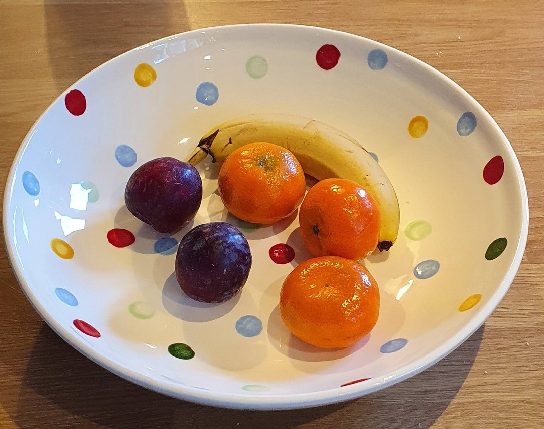 Handpainted Large Fruit Bowl Emma Bridgewater Inspired Polka Dot Etsy