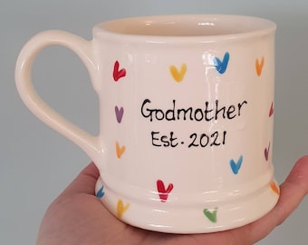 Madrina - Padrino - Bautizo - Día del Nombre - Taza Personalizada - Pintada a Mano - Inspirada en Emma Bridgewater - Padrino