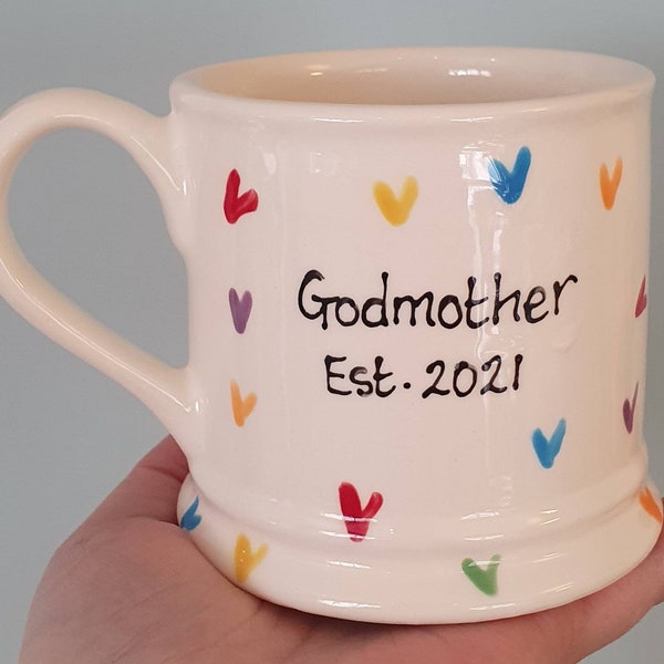 Godmother - Godfather - Christening- Baptism- NamingDay - Bespoke- Handpainted  Mug  - Personalised - Emma Bridgewater Inspired - Godparent