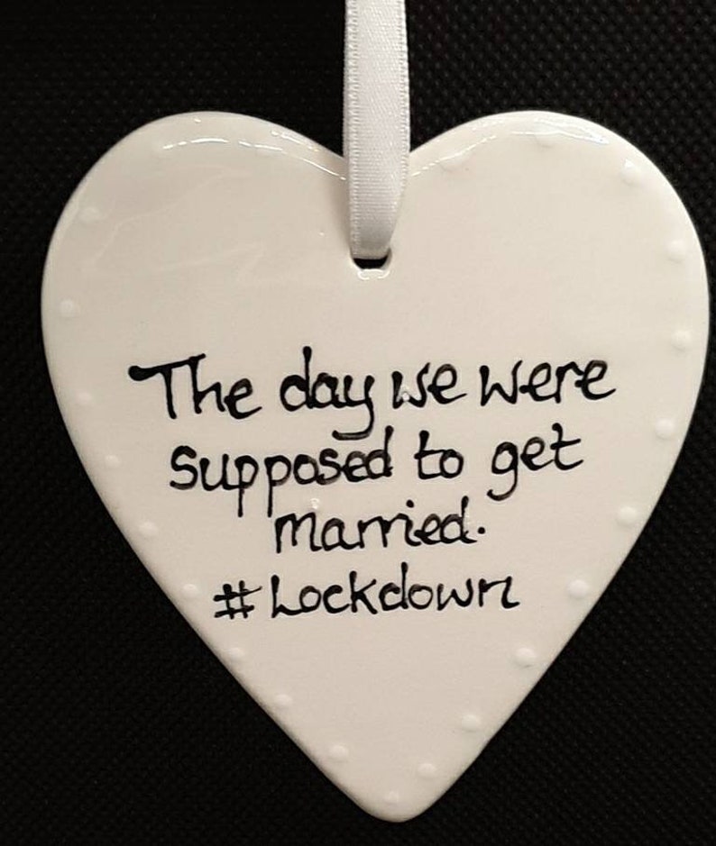 Wedding Keepsake- Ceramic Heart- Lockdown Wedding- Bride and Groom Gift valentines gift bride and groom silhouette Wedding Gift