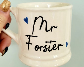 MR and MRS mugs - Wedding Gift - Handpainted Ceramic Mugs - Bride and Groom Gift - Anniversary - valentines