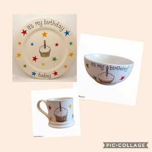 Childrens Dinner Set - Birthday Cake -Dinner Set - plate set - Birthday gift  - Birthday Mug - Birthday Bowl - Gift for Birthday  - Kids