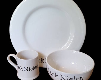 Personalised Dinner Set  - Personalised Plate - Personalised Mug - Personalised Bowl - Birthday gift - Childs Christmas gift - christening
