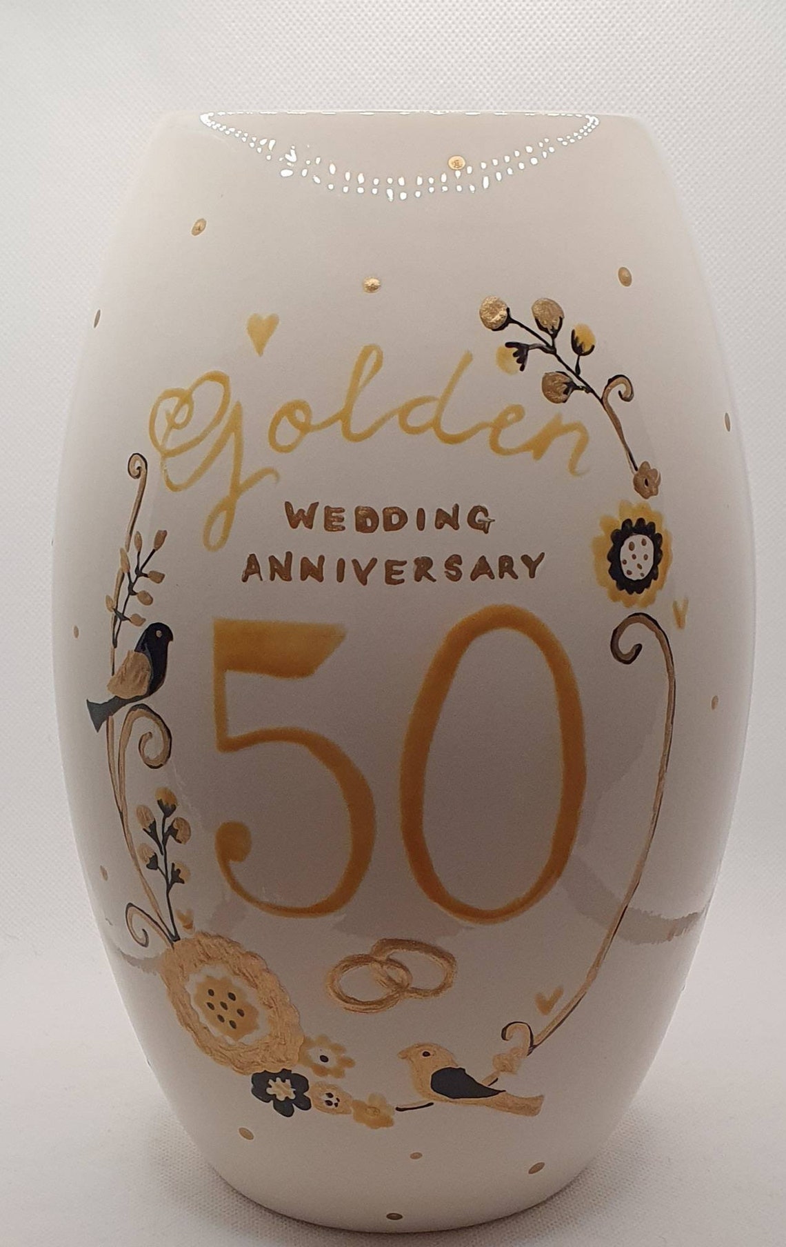 Golden wedding vase Handpainted anniversary vase Etsy