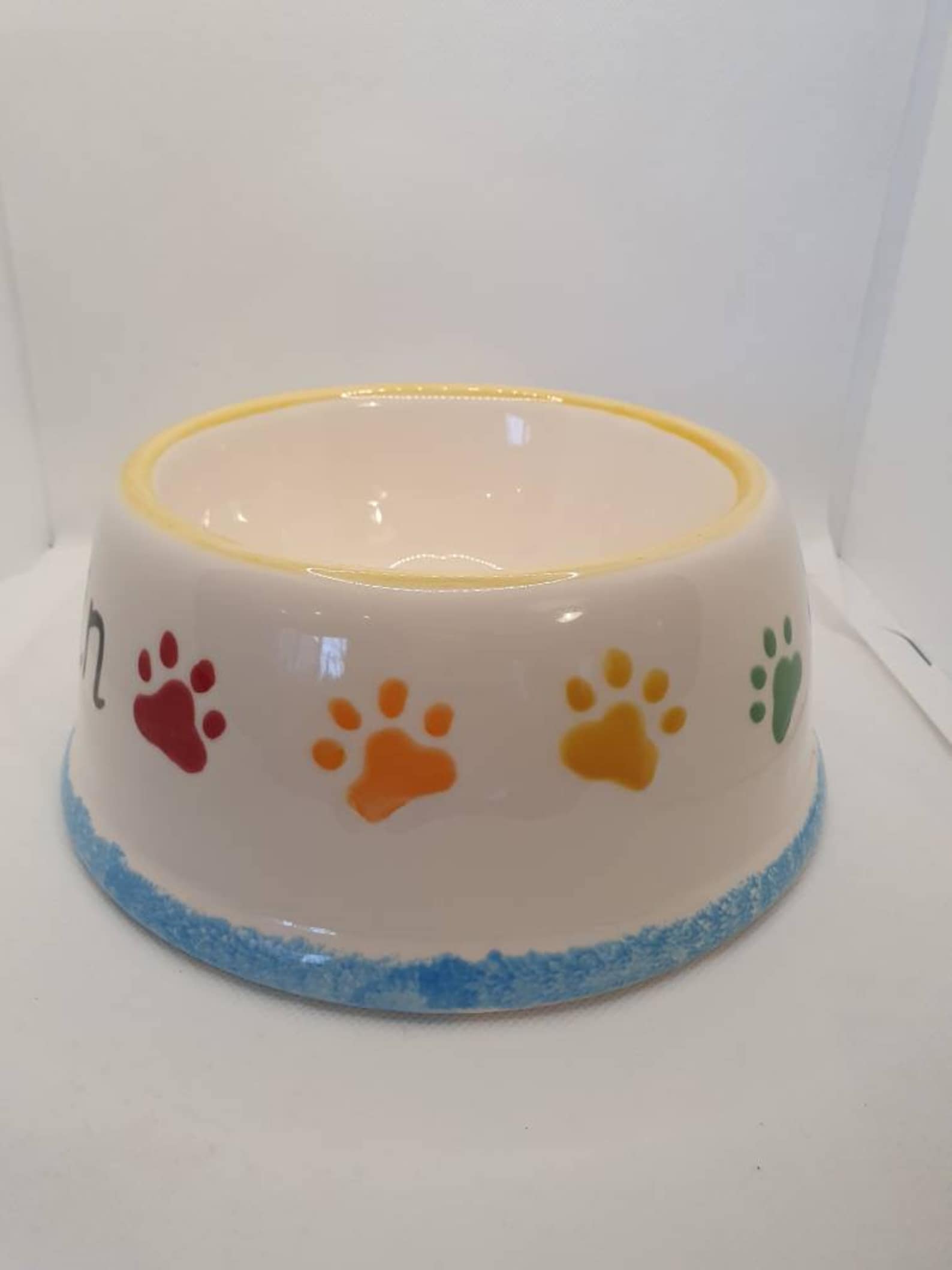 Personalised Pet Bowl - Ceramic - Paw Prints - Dog Bowl - Cat Bowl ...