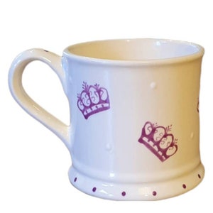 Queens Platinum Jubilee Mug Purple Crowns Handpainted Mug Royal Family Mug Jubilee Queen Platinum Jubilee Commerative Mug image 1