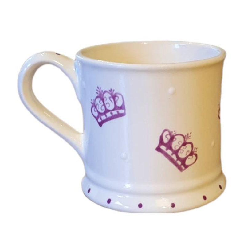 Queens Platinum Jubilee Mug Purple Crowns Handpainted Mug Royal Family Mug Jubilee Queen Platinum Jubilee Commerative Mug image 1