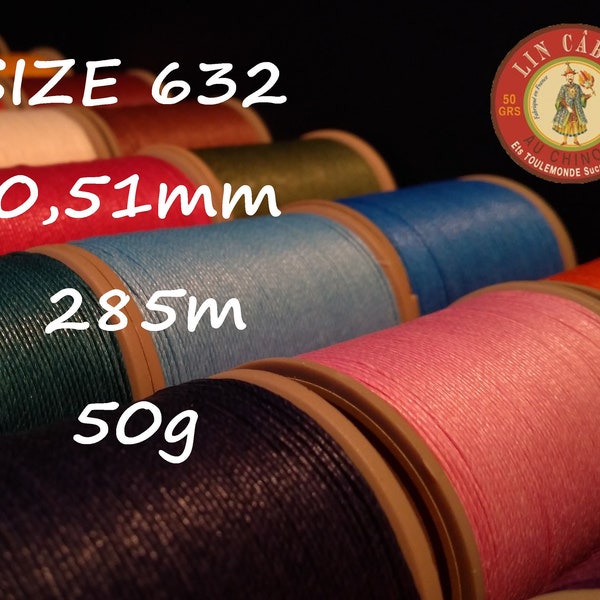 Fil Au Chinois Lin Cable, Waxed Linen Thread, Size 632 (0,51mm), 285 meters, 50g Spool