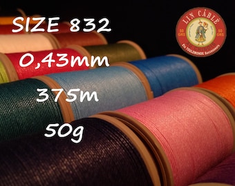 Câble Fil Au Chinois Lin, Fil de Lin Ciré, Taille 832 (0,43mm), 375 mètres, Bobine 50g
