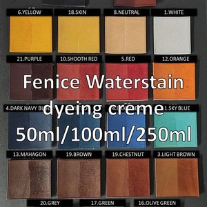FENICE Waterstain leather dyeing creams, made in Italy