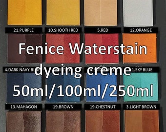 FENICE Waterstain leather dyeing creams, made in Italy