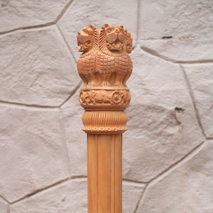 Ashoka Pillar Ashok Stambh Wooden Ashoka Stupa Indian Home / Office Decor Indian National Emblem Memento Gift Office Table Top Decor Big