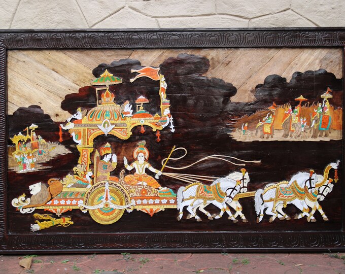 Bhagavad Gita Hindu Home Decor Wall Hanging Panel 3D Big Living Room