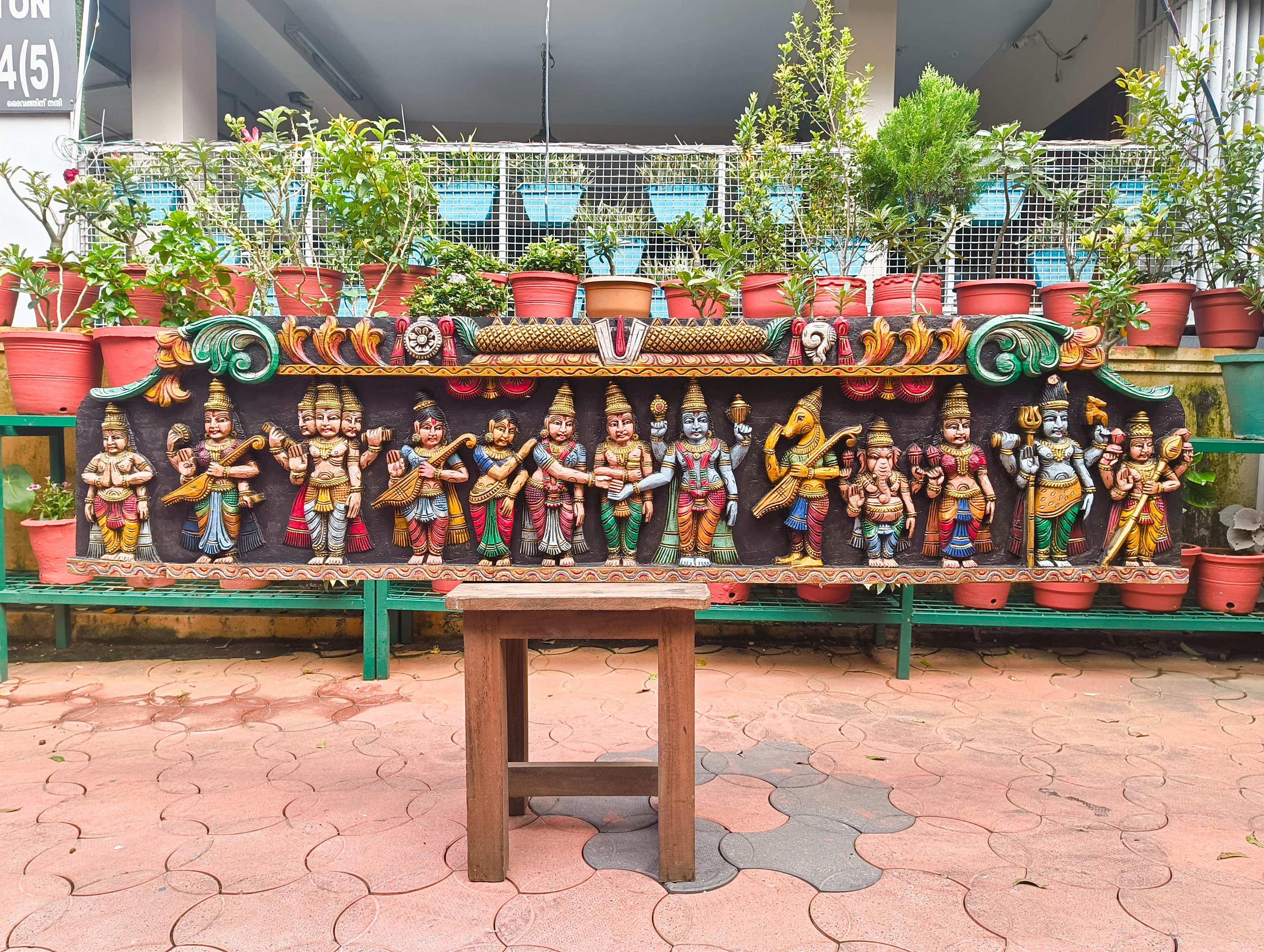 Srinivasa Kalyanam Carving Hindu Gods Sculpture Wooden Wall Panel Home 