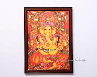 Ganesha Mural Photo Print: Hindu God Wall Art, Temple Decor