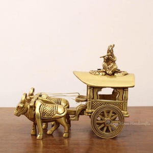 Bullock Cart ホームデコレーション オフィス 卓上 リビングルーム 棚 装飾玩具 像 クリシュナ 置物 ギフト Bailgaadi ヴィンテージ インテリア デコレーション アート