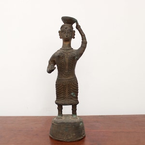 Antique Home Decor Vintage Statue Dhokra Sculpture Living Room / Garden Decor Antique Statue Tribal Art Figurine Vintage Home Decor Idol