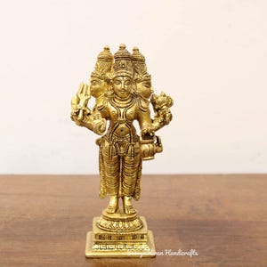 Brahma Vishnu Shiva Statue Trimurthy Trimurti Tridev Sculpture Brass Idol Pooja Figurine Hindu God Small Amulet Gift Temple Mandir Decor