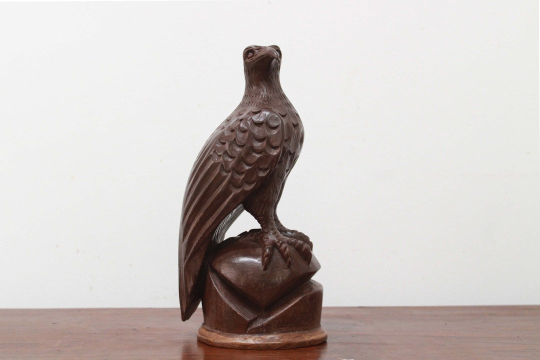 Eagle Statue Bird Wooden Bald Eagle Sculpture Vintage Home Garden