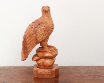 鷲の像 木製の鳥の彫刻 鷹/ハゲタカ ヴィンテージ/アンティーク